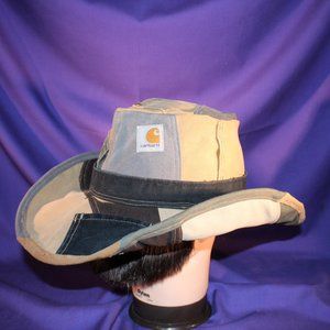 Patchwork Hat made from upcycled Carhartt clothing sz 7 5/8 or XL cowboy fedora